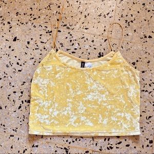 Yellow velvet crop tank top